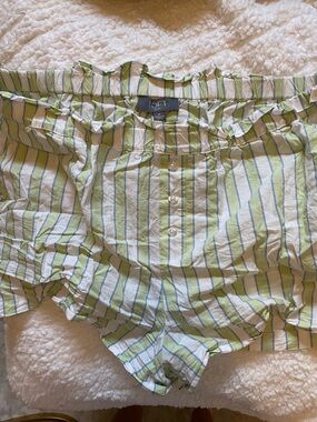 LOFT Striped Sleep Top and Shorts Set in White, Light Green & Light Blue